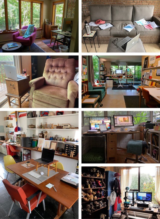 Grid of photographs of home offices