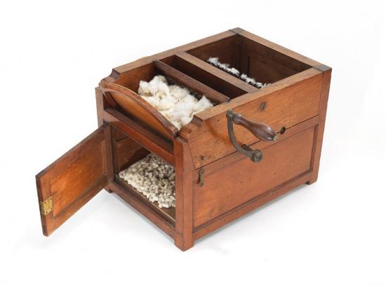 Photograph of Eli Whitney’s courtroom cotton gin model