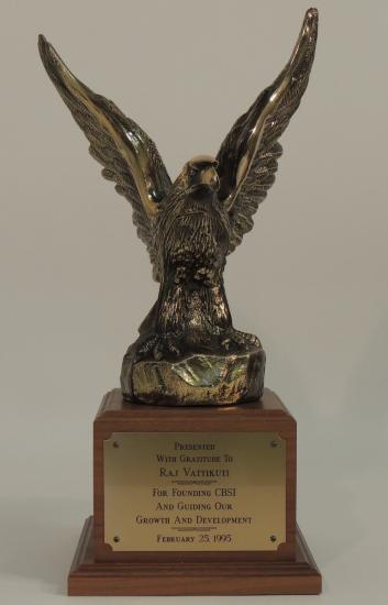 Photo of award with eagle on top