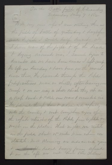 an old, faded letter from 1862 covered with cursive script